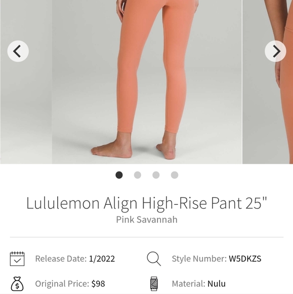 Lululemon Align High-Rise Pant 25" Pink Savannah Sz 6 double lined - Picture 6 of 6